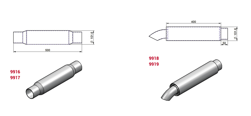 Silenciosos universais ø 4’’ para adaptação